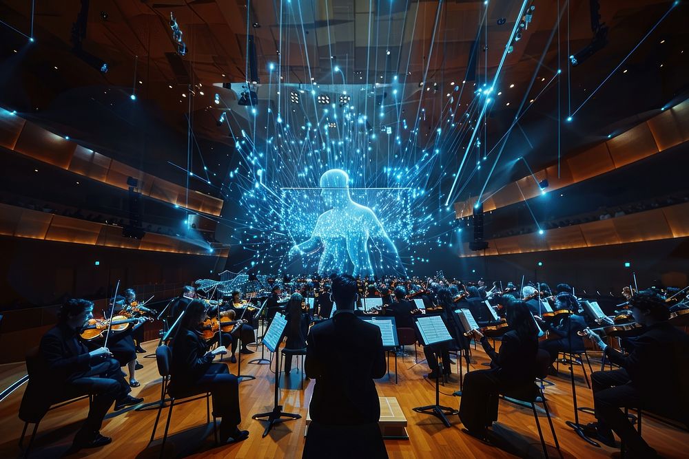 Real-time motion capture technology orchestra concert man.