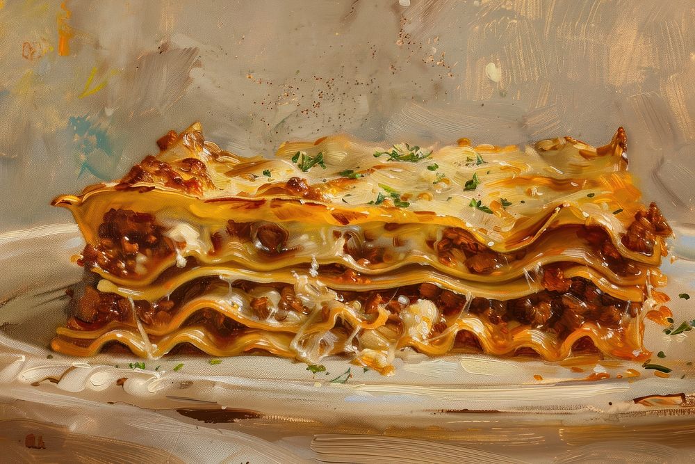 Close up on pale lasagna pasta pizza food.