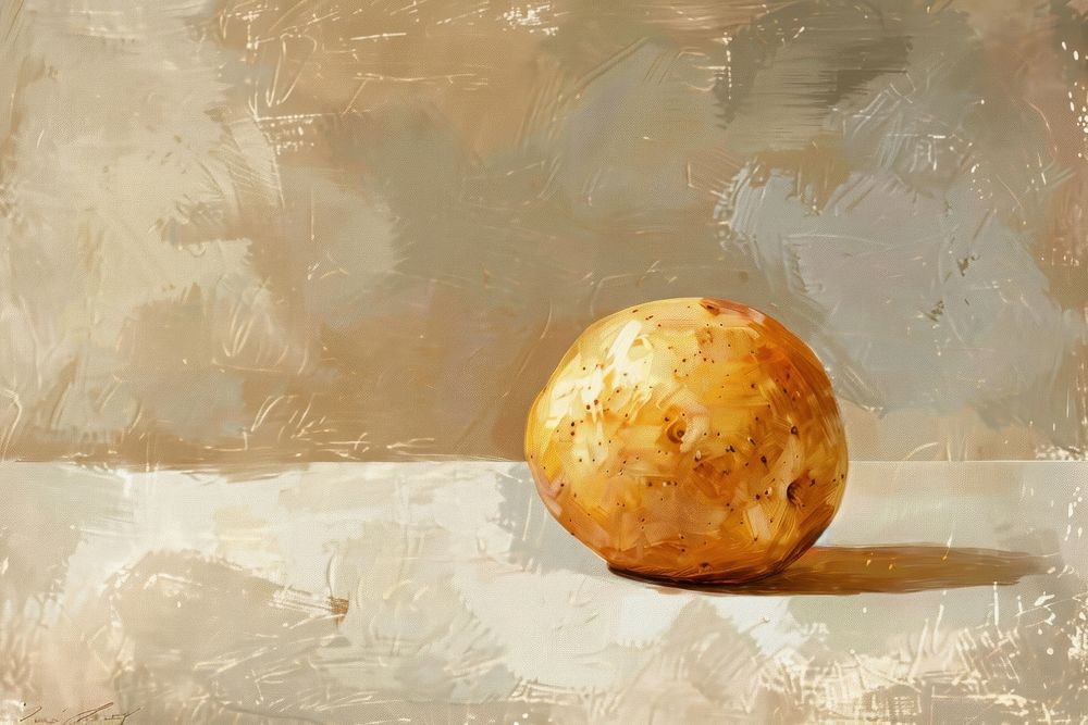 Close up on pale potatoes au gratain painting vegetable produce.