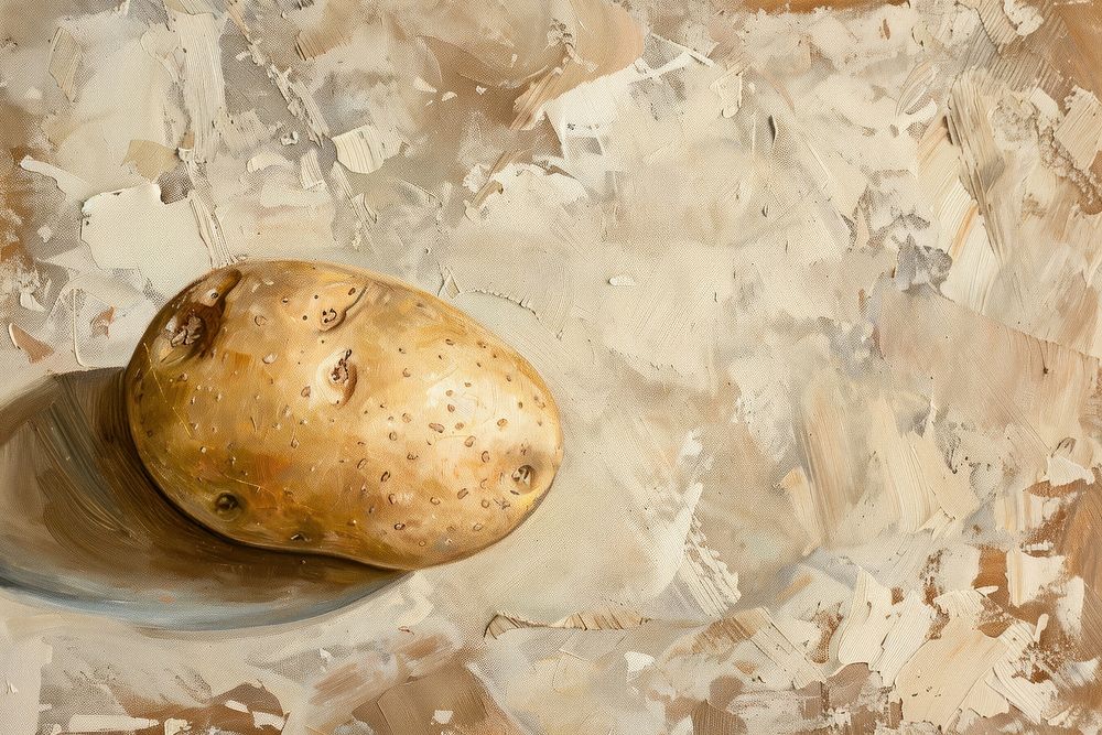 Close up on pale baked potato painting vegetable produce.