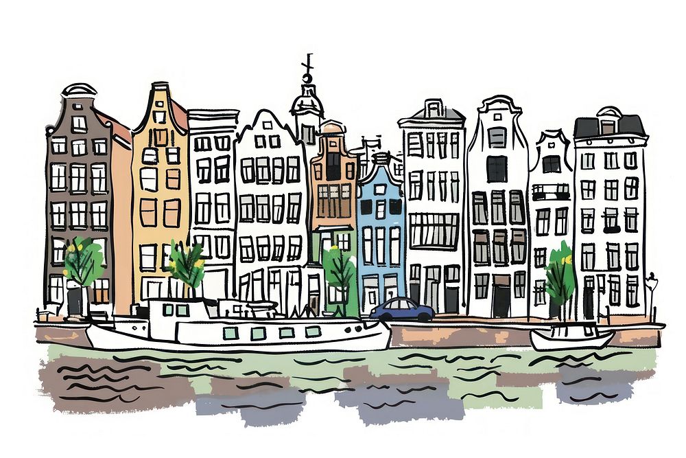 Amsterdam drawing doodle neighborhood.
