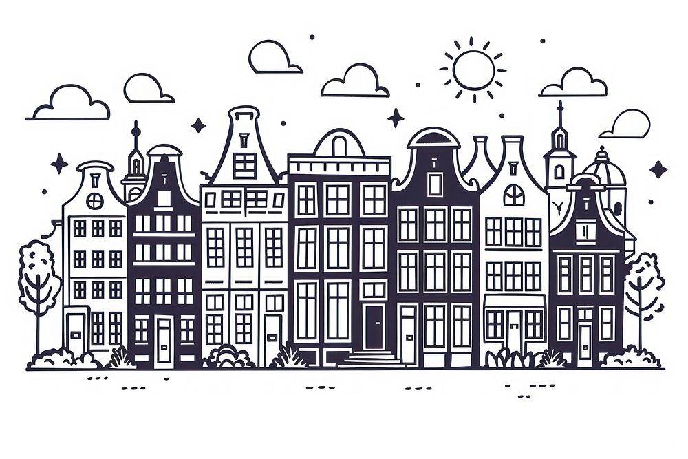 Amsterdam drawing architecture illustrated.