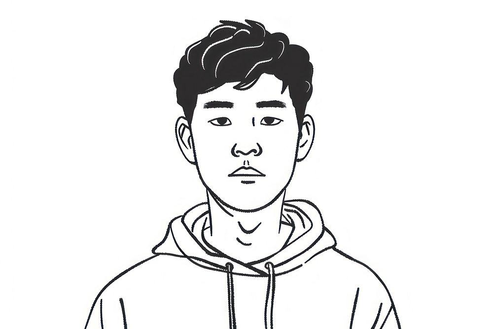 Asian man drawing face illustrated.