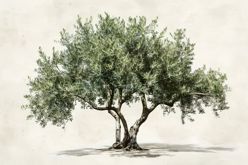 Olive tree illustrated vegetation sycamore.