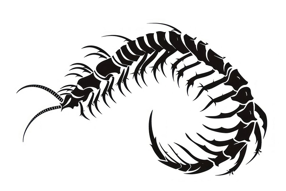 Centipede illustrated stencil drawing. | Free Photo Illustration - rawpixel