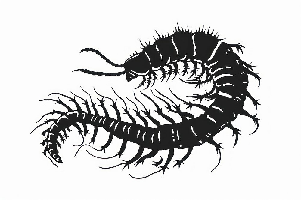 Centipede illustrated reptile drawing.