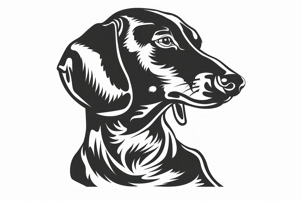 Dachshund dog illustrated stencil drawing.