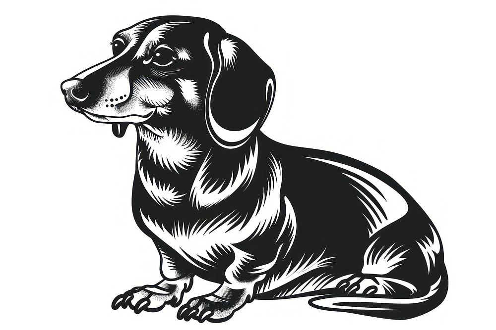 Dachshund dog illustrated drawing stencil.