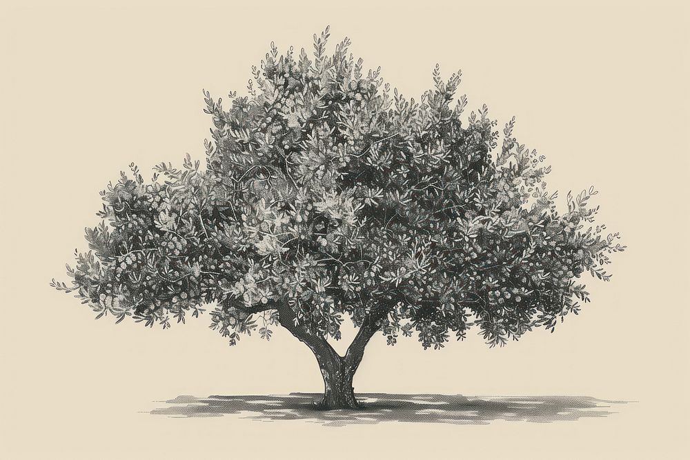 Olive tree drawing illustrated outdoors.