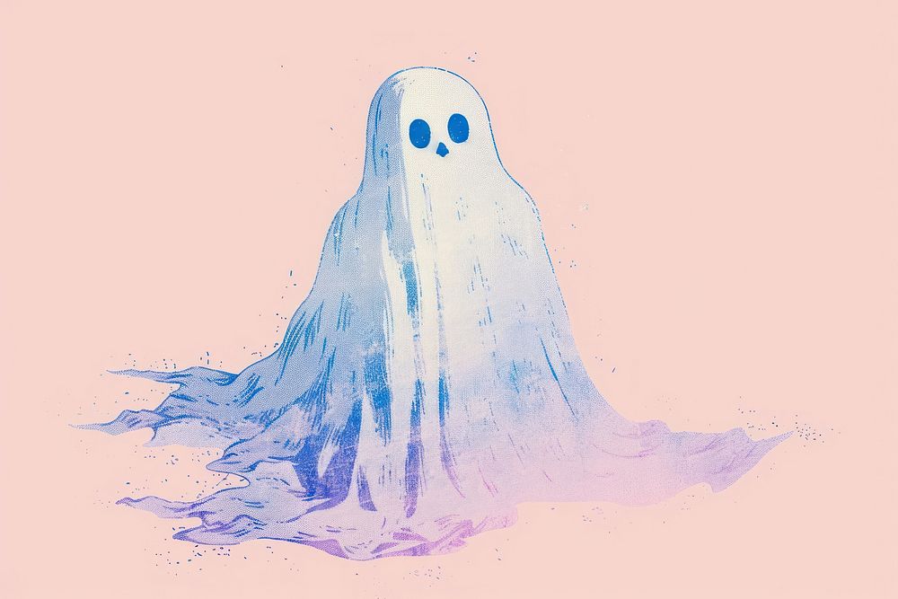 Ghost illustrated painting outdoors.
