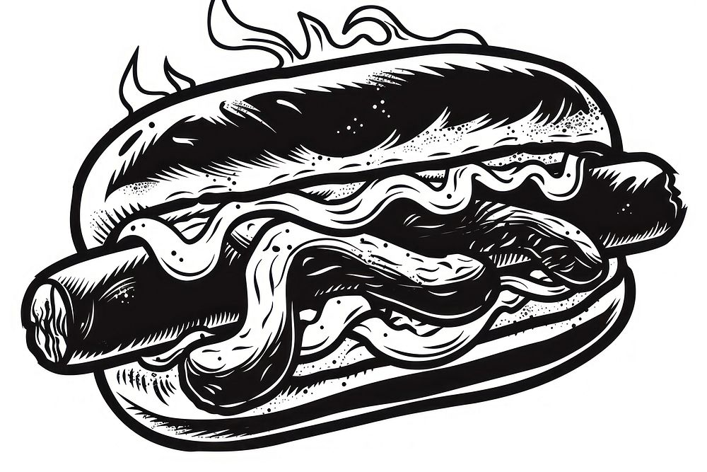 Hot dog illustrated drawing animal.