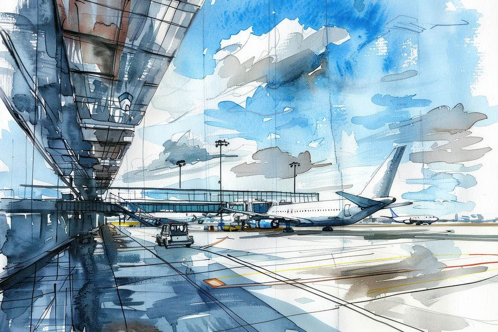 International airport car transportation architecture.