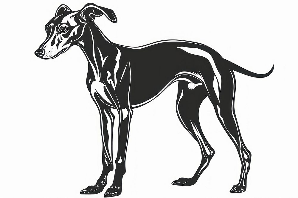 Italian greyhound dog kangaroo wallaby stencil.