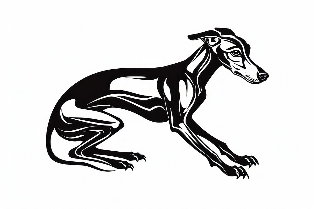 Italian greyhound dog illustrated kangaroo stencil.