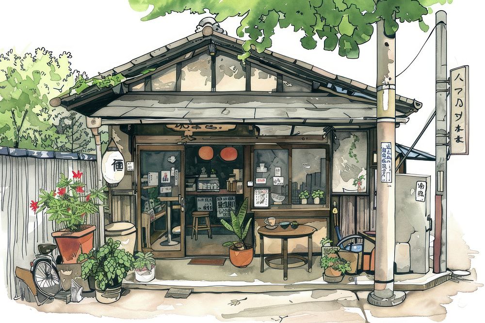 Japan coffee shop city art architecture.