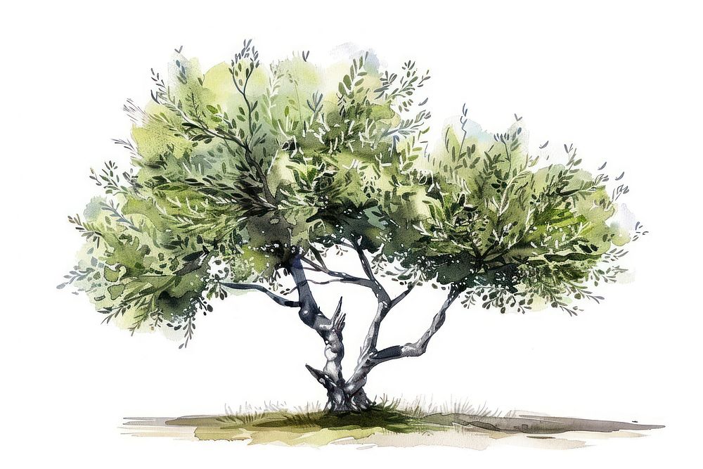 Olive tree sketch art illustrated.