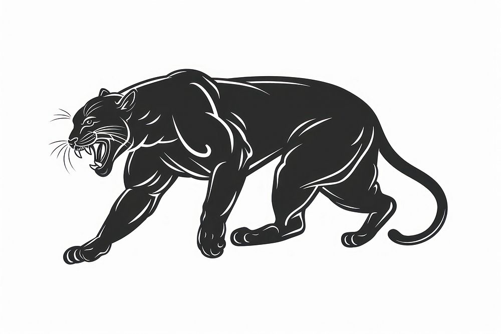 Panther illustrated wildlife stencil.
