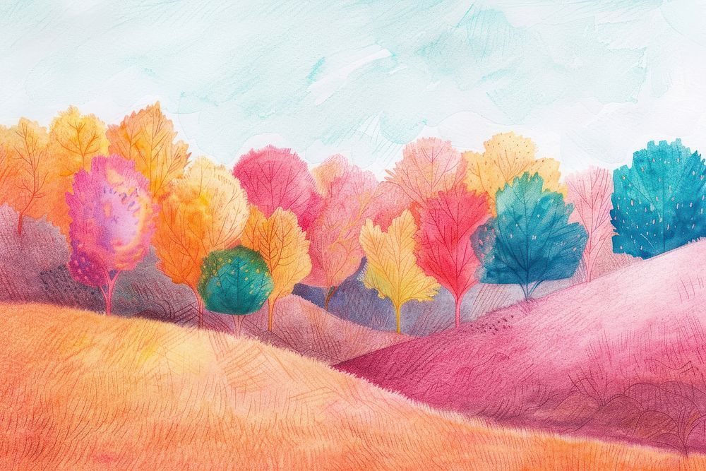 Autumn landscape painting outdoors person.