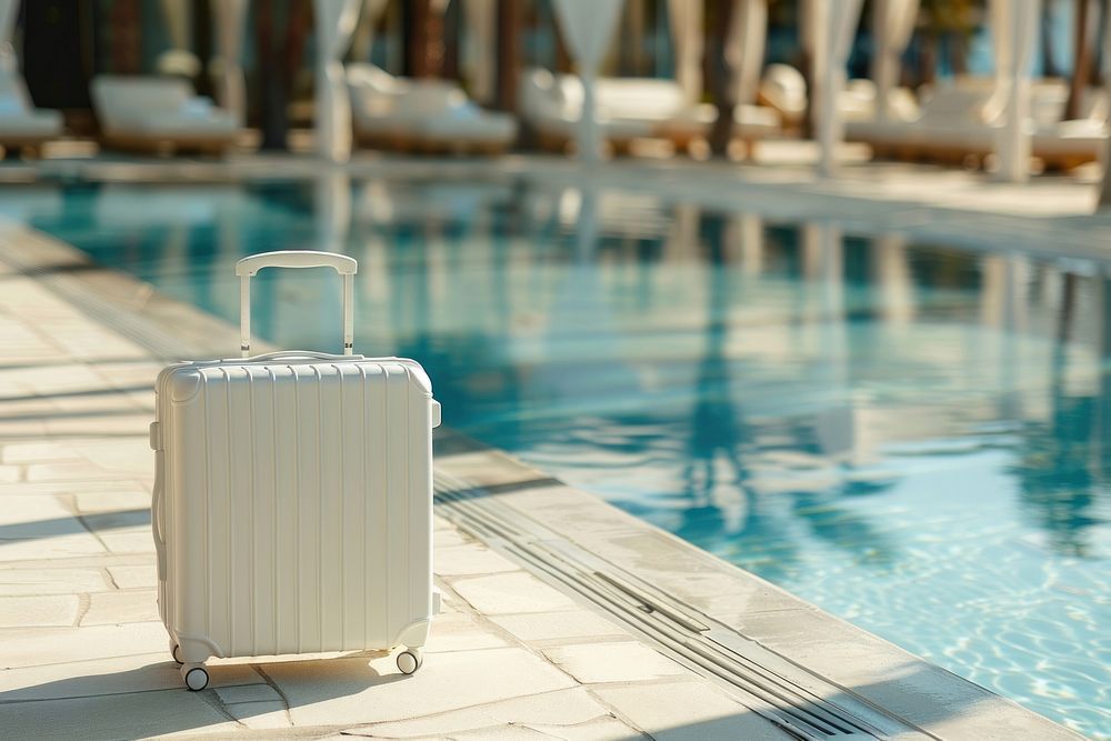 Travel luggage pool suitcase baggage.
