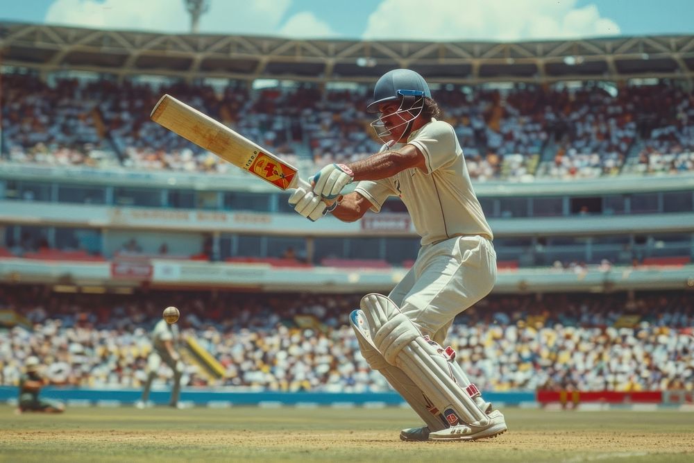 Cricket player with bat ball baseball softball.