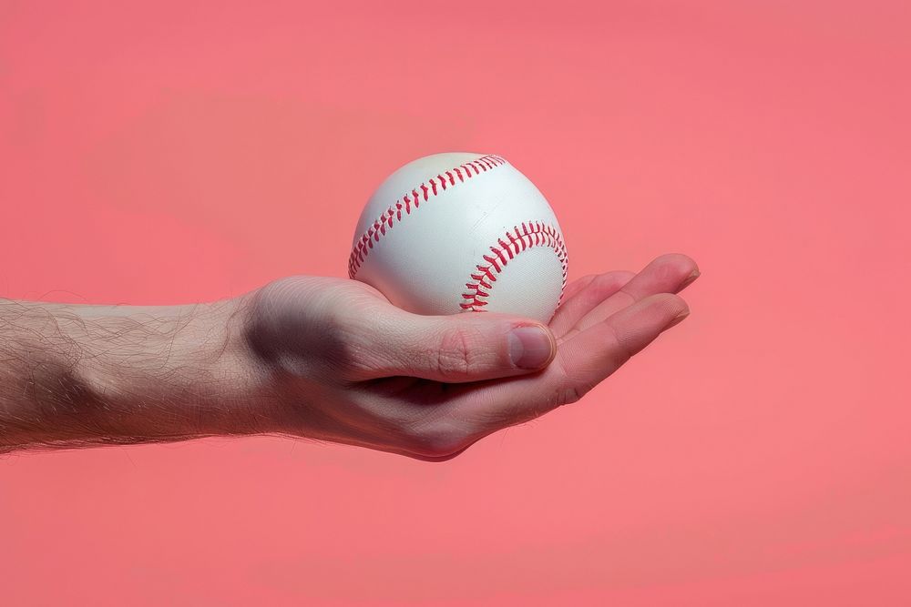 Baseball ball on hand softball sports baseball (ball).