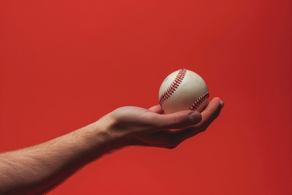 Baseball ball on hand softball sports baseball (ball).