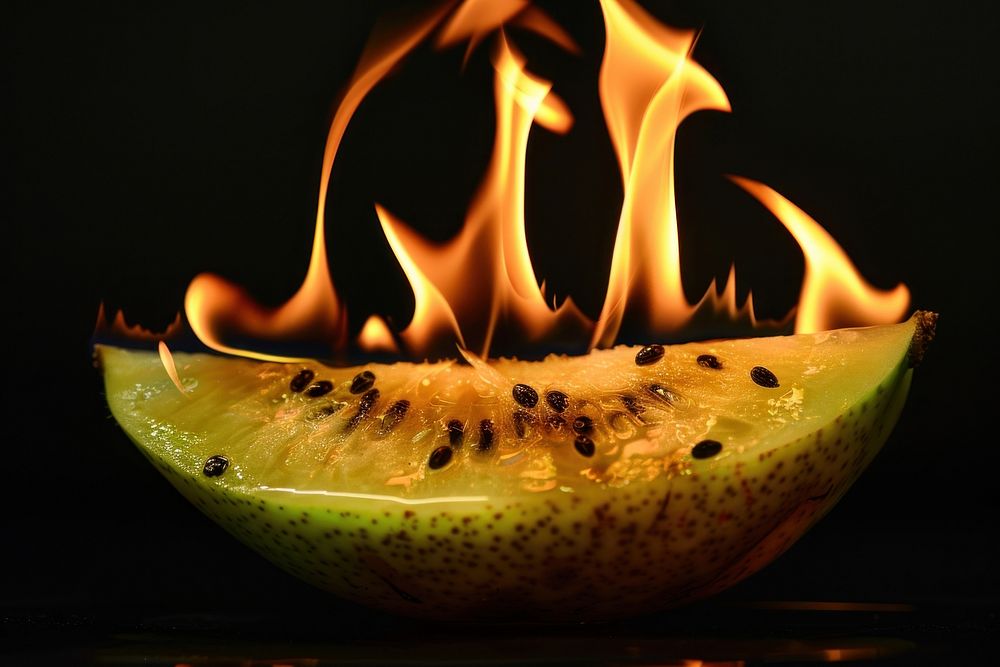 Fruit fire flame produce plant food.