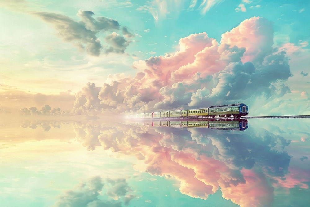 Photography of train cloud transportation outdoors.