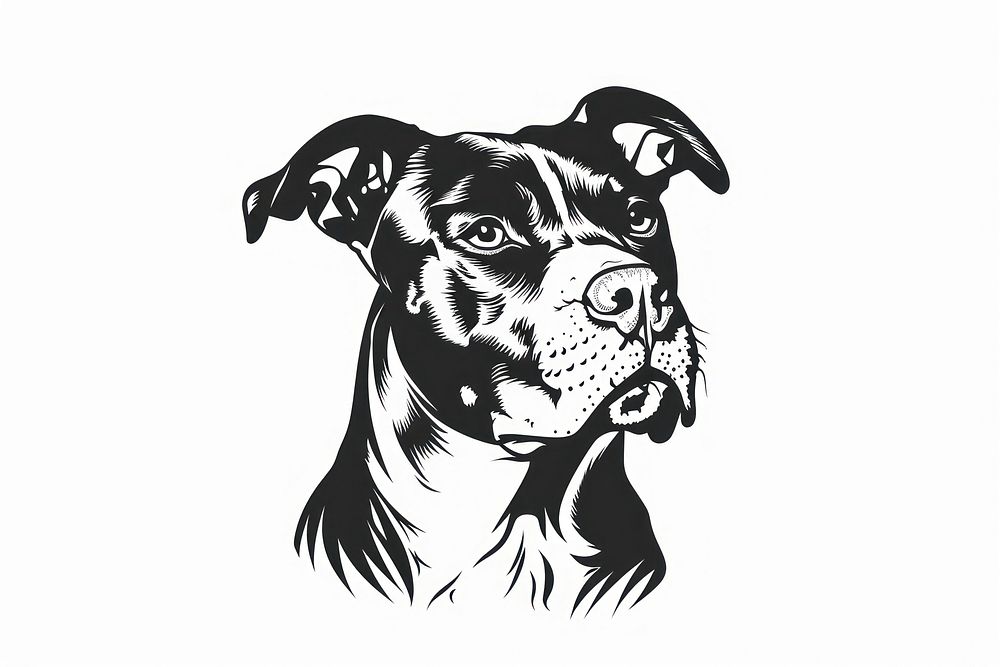 Pitbull dog illustrated wildlife stencil.