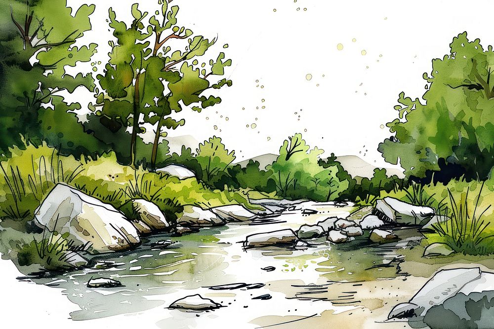 River water art vegetation.
