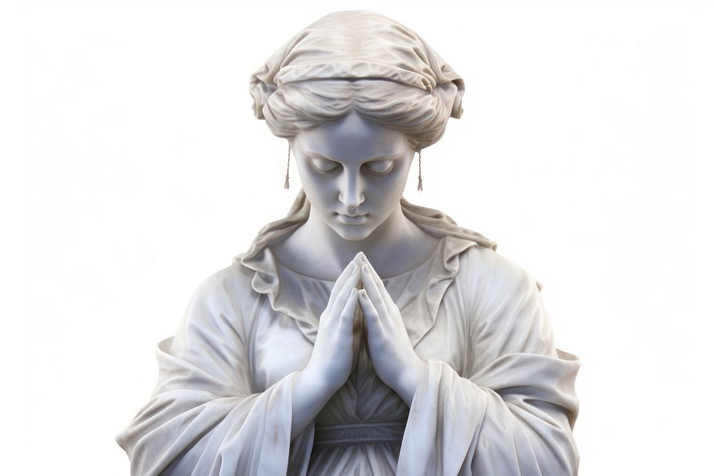 Greek sculpture woman praying hands female person statue.