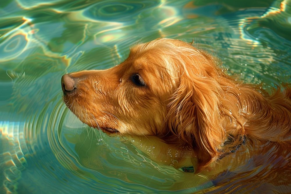 Pupy swimming outdoors person pool animal canine mammal.