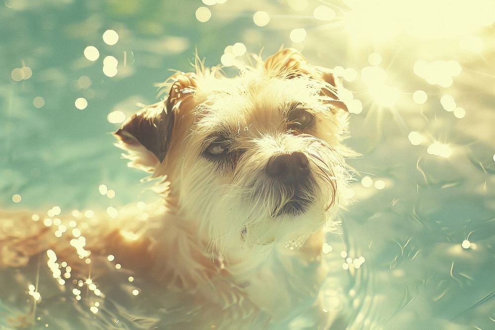 Pupy swimming outdoors person pool animal canine mammal.