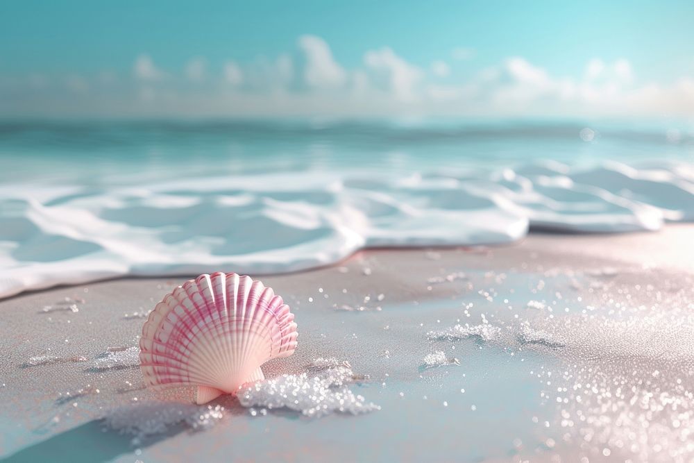 Illustration beach with seashell invertebrate shoreline outdoors.