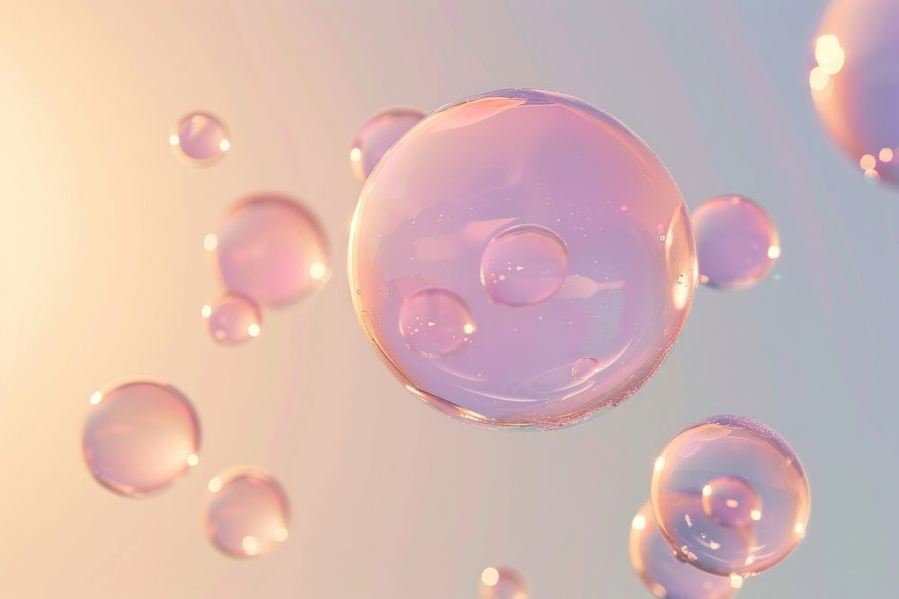 Bubble floating in the air droplet sphere.