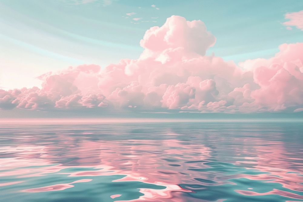 Aesthetic pastel ocean background landscape water cloud.