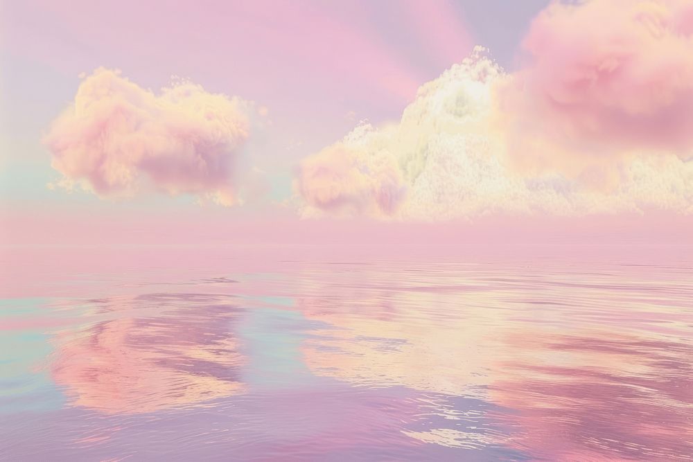 Pastel color water background cloud shoreline outdoors.