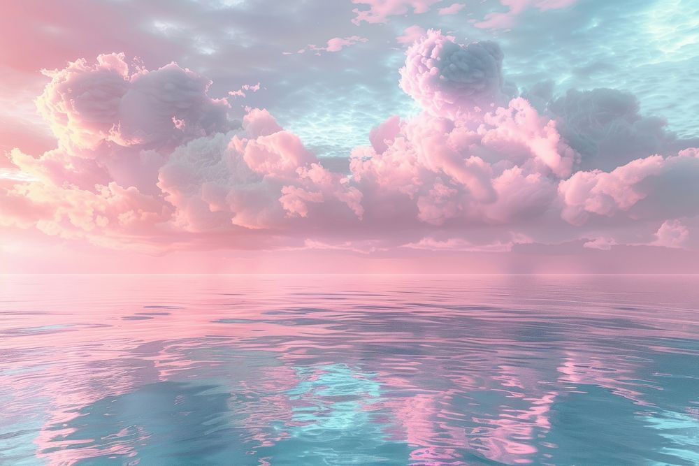 Aesthetic pastel ocean background landscape cloud water.