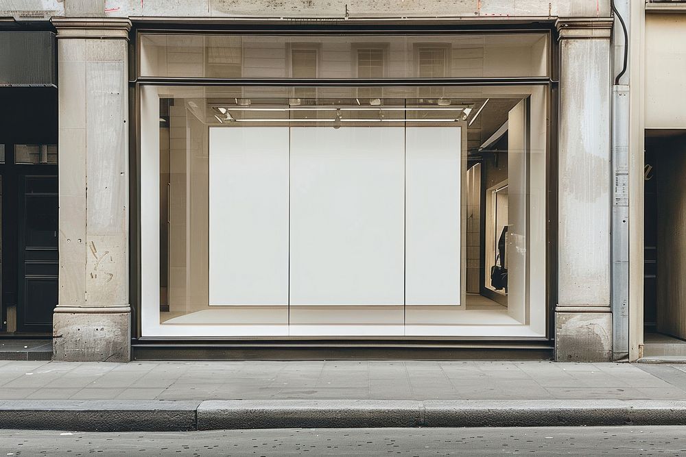 A blank white shop window mockup accessories accessory handbag.