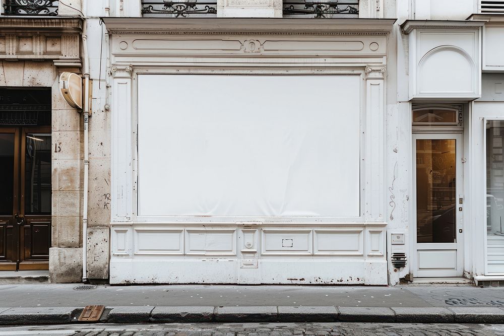A blank white shop window mockup white board.