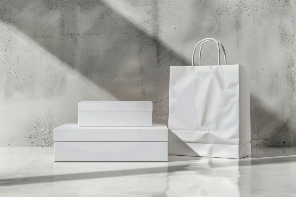 White closed jewelry box mockup white shopping bag mockup accessories accessory.