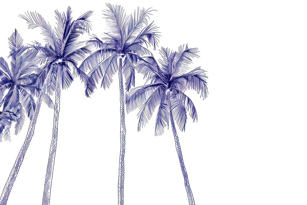 Vintage drawing palm trees arecaceae outdoors nature.