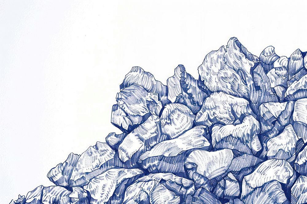 Vintage drawing mountain of hearts sketch illustrated outdoors.