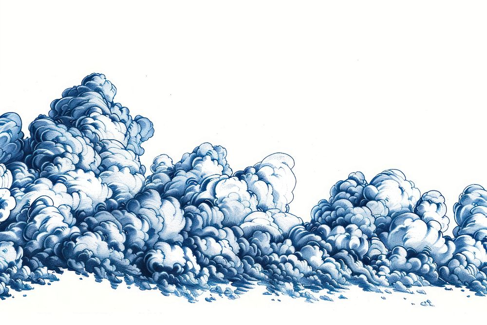 Vintage drawing clouds sketch illustrated outdoors.
