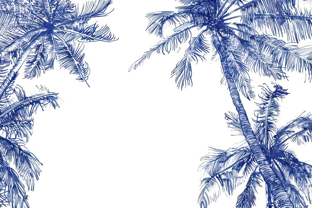 Vintage drawing palm trees vegetation arecaceae outdoors.