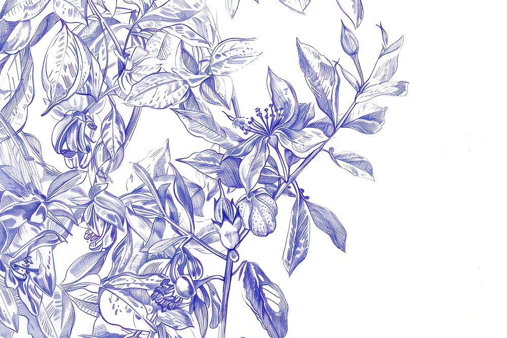 Vintage drawing jasmines sketch illustrated graphics.