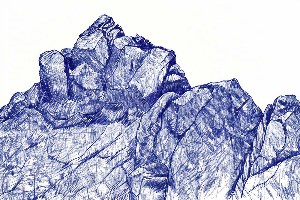 Vintage drawing rock mountain sketch illustrated outdoors.