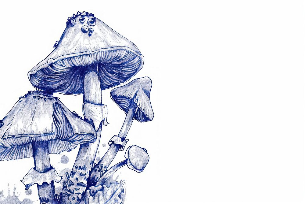 Vintage drawing mushrooms sketch illustrated wedding.