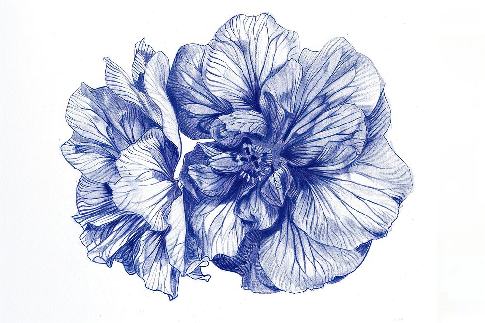 Vintage drawing flower sketch illustrated blossom.