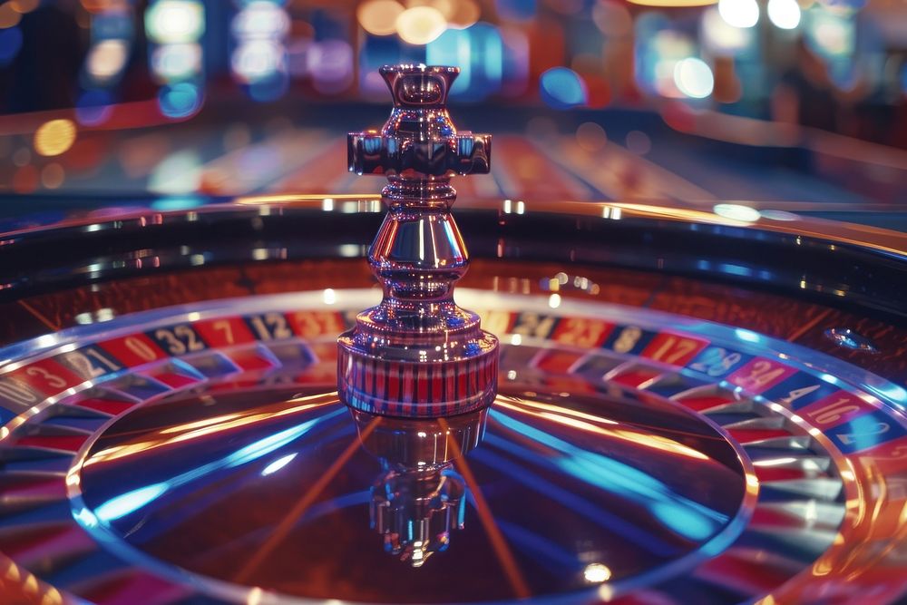Electronic roulette wheel in casino with defocused people in background transportation automobile gambling.